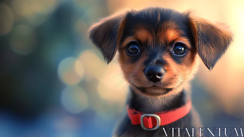 Puppy portrait uses shallow depth and bokeh to heighten gaze
