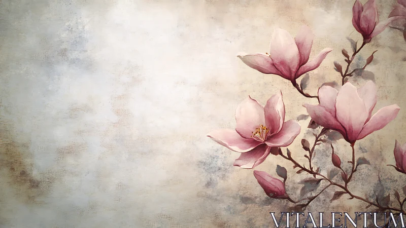 Magnolia Blossoms Rendered in Soft Wash Technique