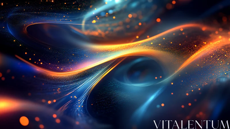 Nebulous energy currents in luminous abstract space field.