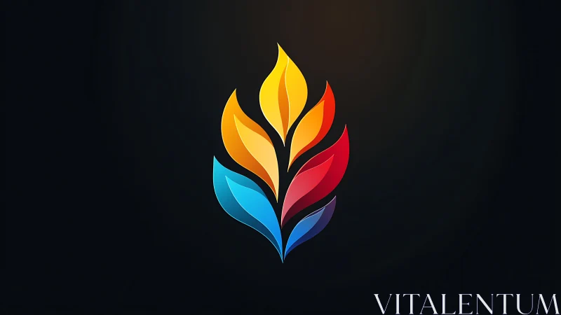 Radiant multicolor flame-shaped petals on deep black background.