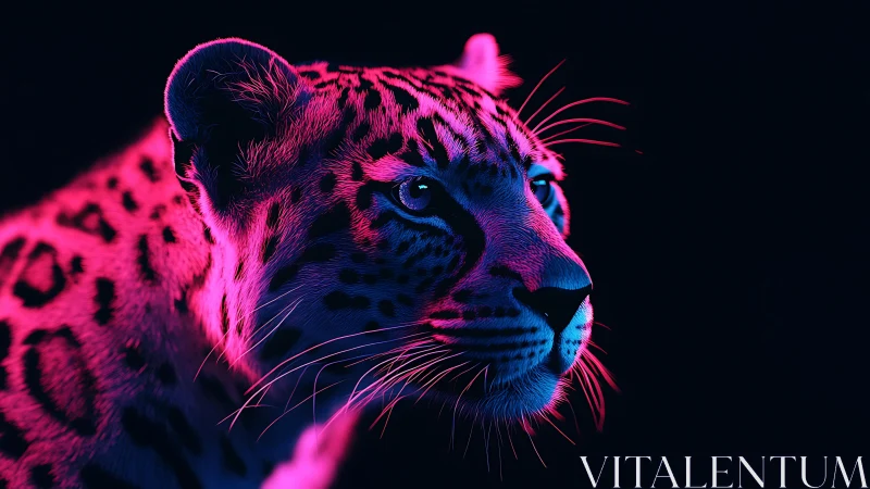 Neon-lit leopard profile rendered with chromatic luminescence technique.