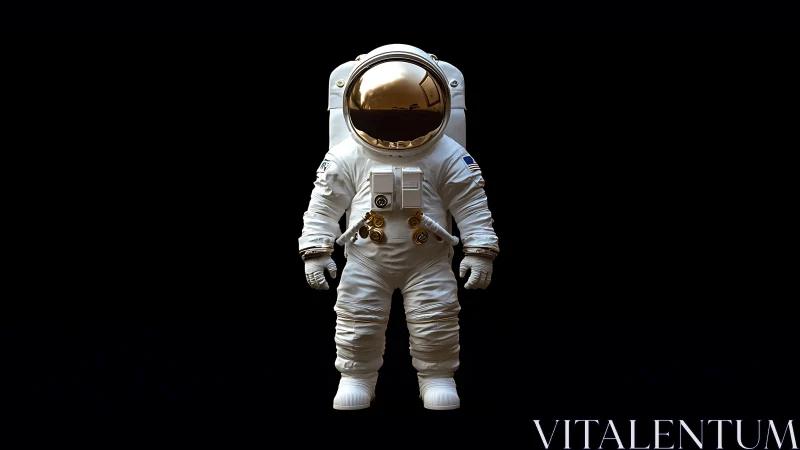 Astronaut in full EVA suit isolated on deep black background.