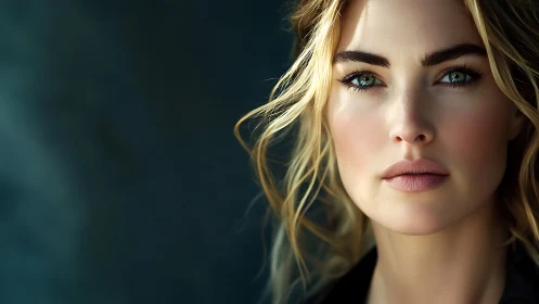 Woman’s face rendered in sharp, high contrast close-up portrait