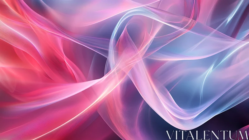 Abstract translucent ribbons in pink and blue gradients.