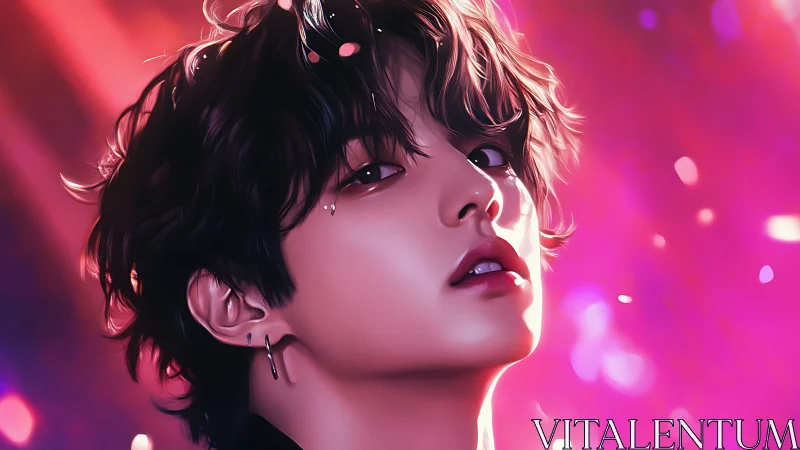 Electric night portrait in glowing pink neon haze.