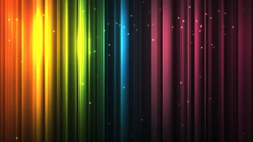 Vertical rainbow light beams form vivid abstract spectrum field