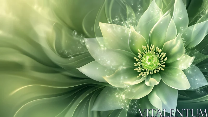 Luminous lotus quietly invents a galaxy of soft green light