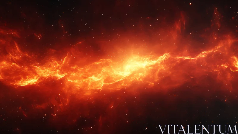 Fiery cosmic river glowing warmly across a starry night sky.