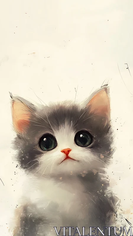 Watercolor Feline Portrait with Expressive Eyes and Ethereal Composition.