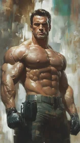 Muscular tactical operative in painterly high-contrast lighting.