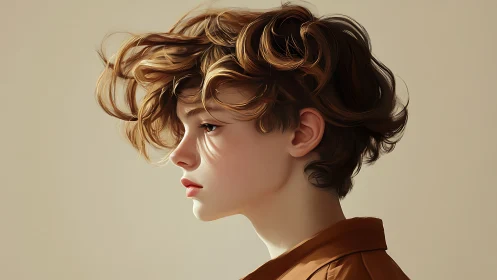 Youthful profile portrait captures soft side lighting and motion