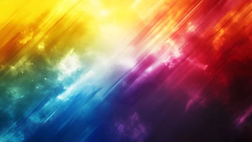 Vivid Diagonal Abstract Color Burst With Light And Cloud Effects.