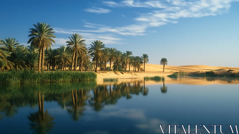 Desert palms lean over mirrored water and whisper cool secrets