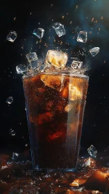 Carbonated Chaos: Ice Cubes Defy Gravity in Cola.