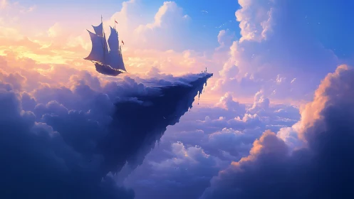 Skyedge galleon drifts past the last cliff of clouds.