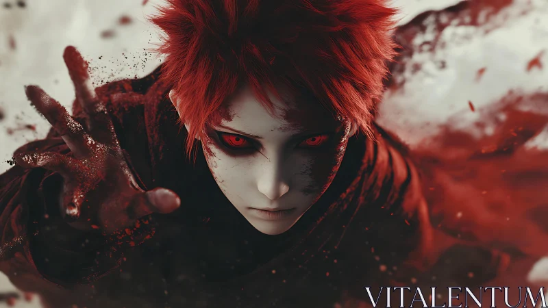 Anime portrait of crimson-eyed mage in dynamic close-up shot.