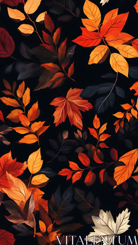 Digital foliage tapestry with layered autumnal leaf gradients.