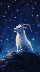 Celestial goat listens quietly as the midnight constellations hum