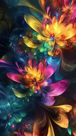 Radiant fractal blooms unfold in swirling cosmic color