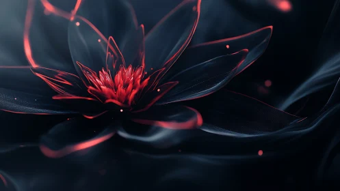 Translucent neon lotus rendered with high-contrast luminance gradients.