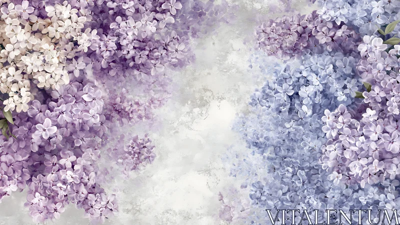 Luminous lilac clusters with blue and white transitions in soft focus.