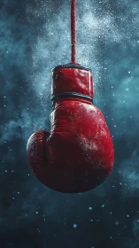 Gravity-Defiant Boxing Glove Hangs Through Cosmic Snowfall