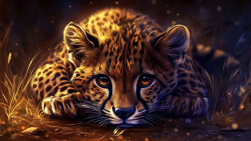Luminous Leopard: Ember Eyes in Golden Twilight.