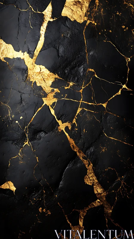 Black stone texture with organic gold crack patterns.