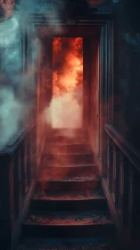 Infernal Gateway: Descending Into Flames and Smoke.