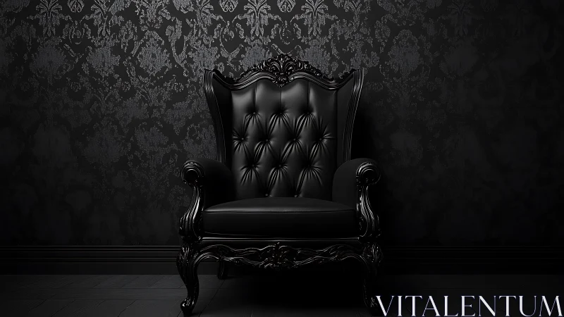 Elegant black armchair inviting quiet, dramatic comfort.