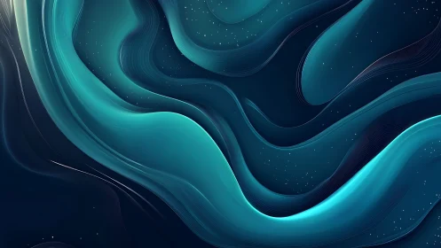 Fluid teal waveforms on deep space gradient background.