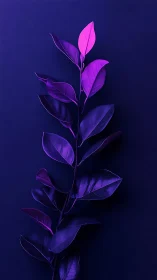 Glowing violet leaves bringing quiet magic to deep blue.