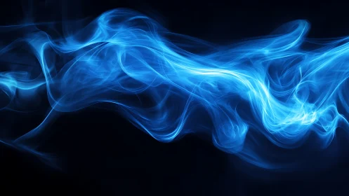 Electric blue light trails swirl across a dark void.