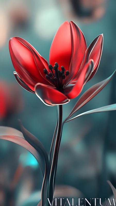 Parametric red flower rendered with shallow depth and glossy shaders