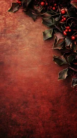 Holly-crowned crimson backdrop for cozy winter whispers.
