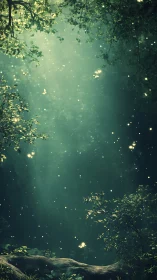 Enchanted Forest Glade Glowing with Luminescent Particles