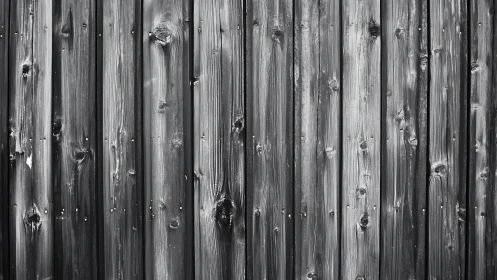 Weathered vertical wooden planks in monochrome closeup.