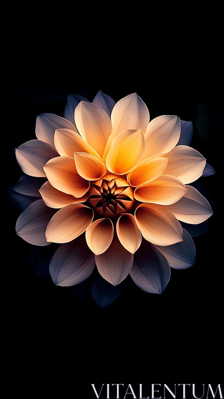 Golden Dahlia Blooming with Inner Light and Grace.