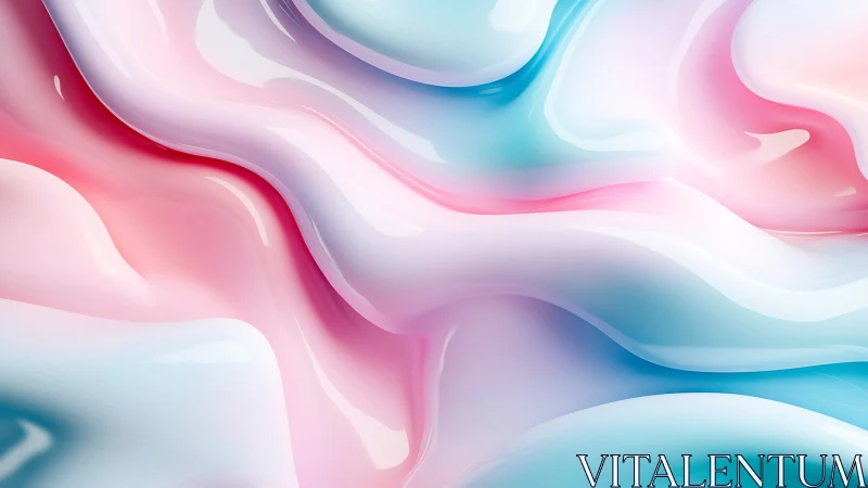 Soft glossy pastel fluid waves in layered abstract surface.
