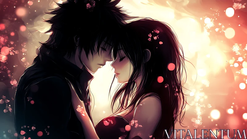 Two Hearts Glowing in Light's Tender Embrace.