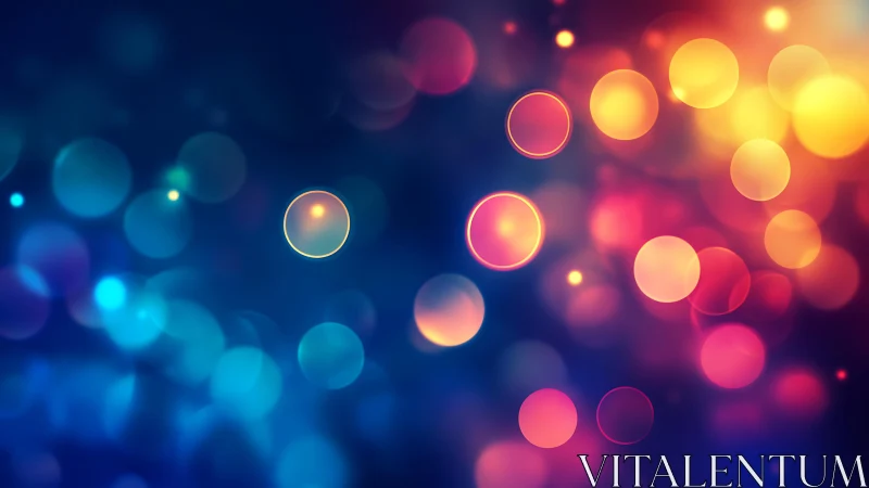 Vibrant abstract bokeh lights in blue, pink, and yellow hues.