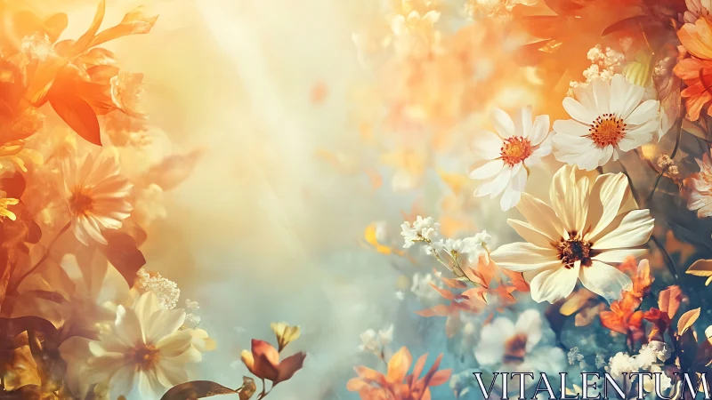 Sunlit Daisy Garden in Warm Autumn Tones