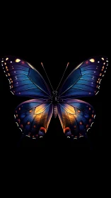 Aurora-winged midnight butterfly blazing against darkness.