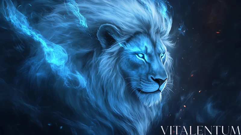 Starlit Frostfire Lion Ignites the Midnight Cosmos.
