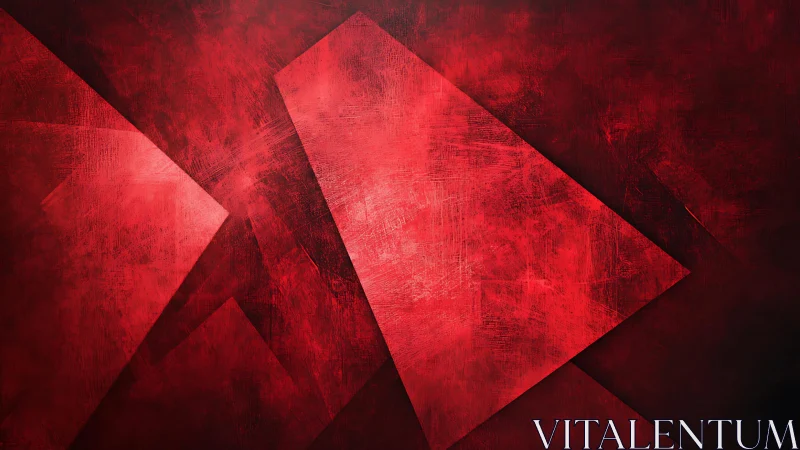 Abstract geometric red shapes with textured grunge background.