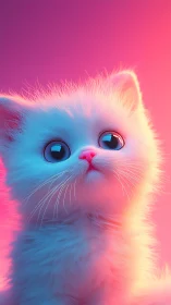 Neon Gradient Feline Portrait with Chromatic Aberration Effects