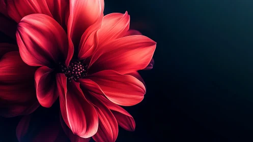 Red Flower Against Dark Background