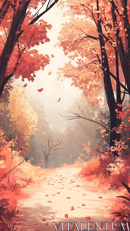 Autumn Forest Pathway: Saturated Warm Color Palette with Atmospheric Depth