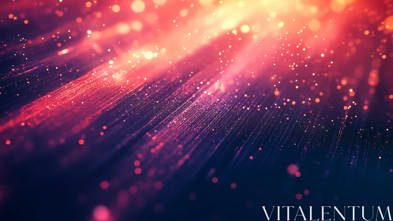Vibrant Abstract Light Streaks and Particle Bokeh Digital Art.