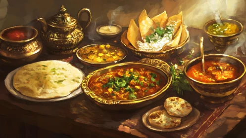 Golden spice-laden feast set for a cozy shared supper.